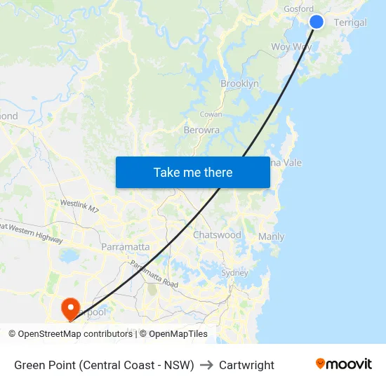 Green Point (Central Coast - NSW) to Cartwright map