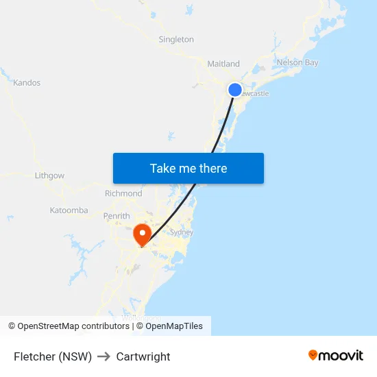 Fletcher (NSW) to Cartwright map