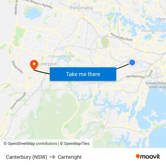 Canterbury (NSW) to Cartwright map