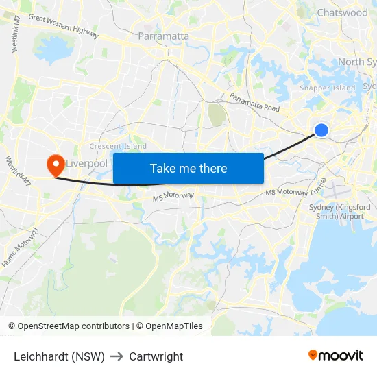 Leichhardt (NSW) to Cartwright map