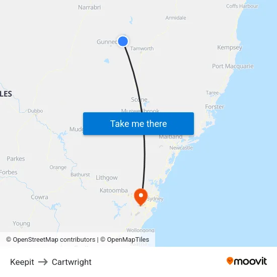 Keepit to Cartwright map