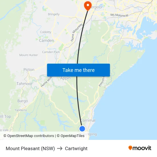 Mount Pleasant (NSW) to Cartwright map