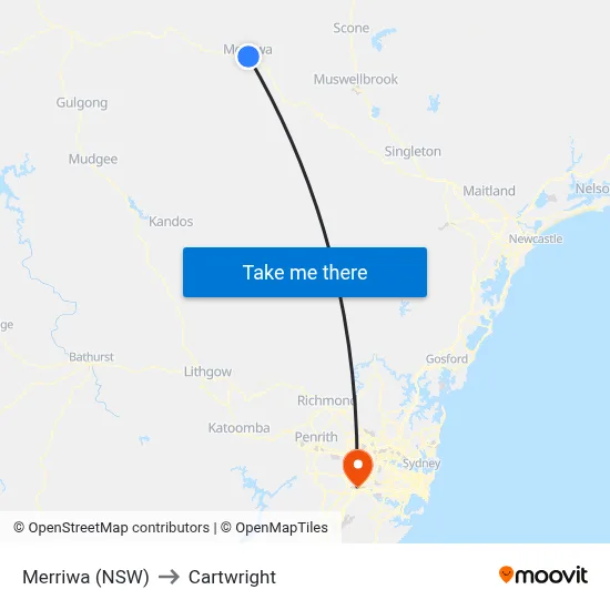 Merriwa (NSW) to Cartwright map
