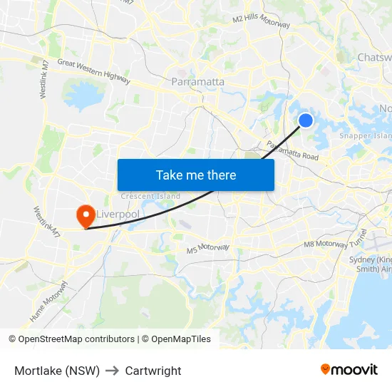 Mortlake (NSW) to Cartwright map