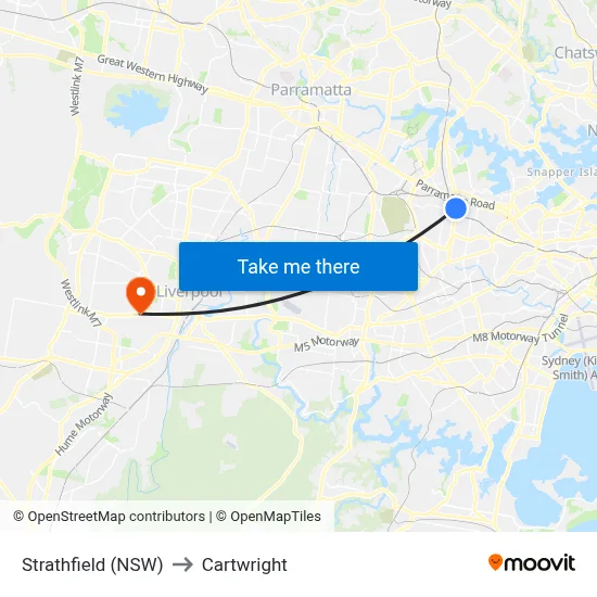 Strathfield (NSW) to Cartwright map