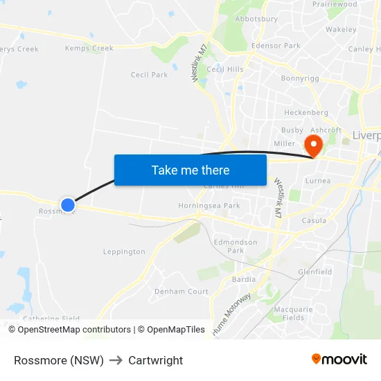 Rossmore (NSW) to Cartwright map
