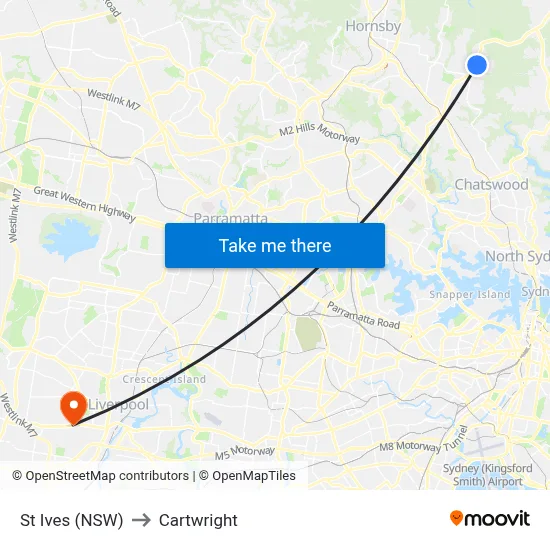 St Ives (NSW) to Cartwright map
