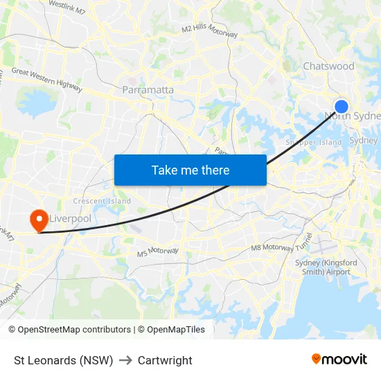 St Leonards (NSW) to Cartwright map