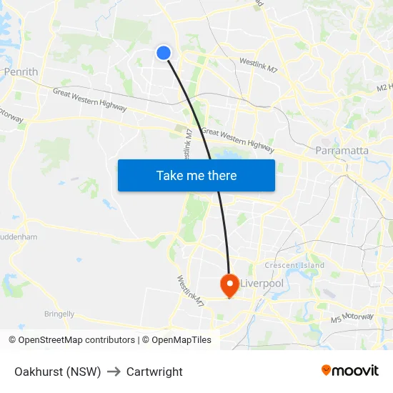 Oakhurst (NSW) to Cartwright map