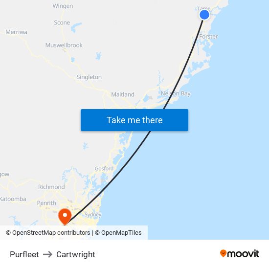 Purfleet to Cartwright map