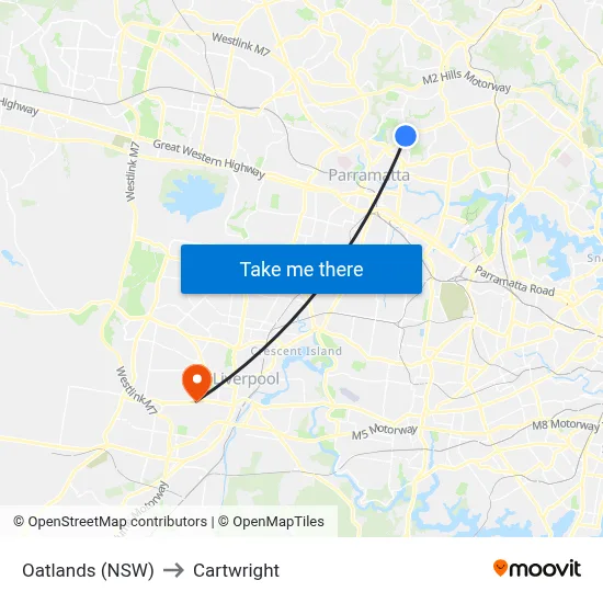 Oatlands (NSW) to Cartwright map