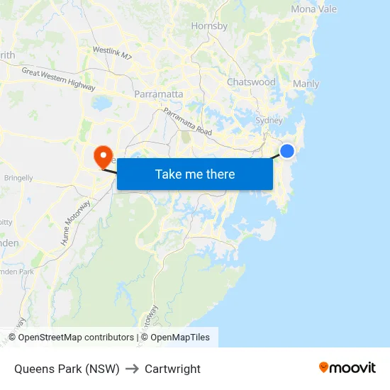 Queens Park (NSW) to Cartwright map