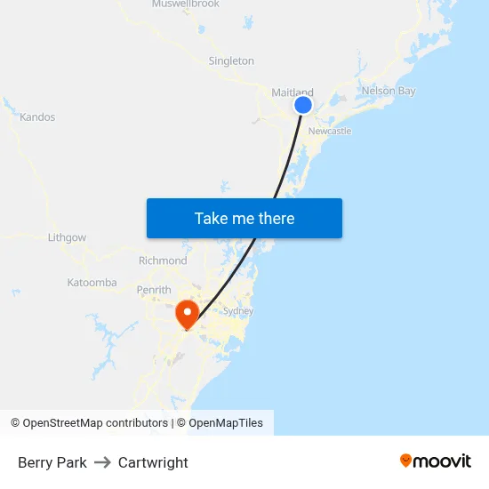 Berry Park to Cartwright map