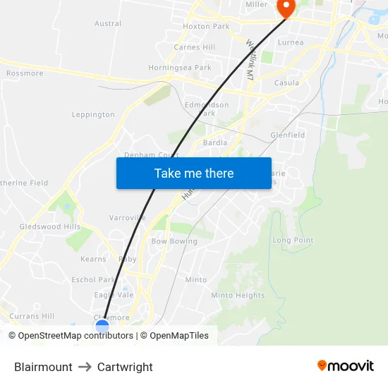 Blairmount to Cartwright map