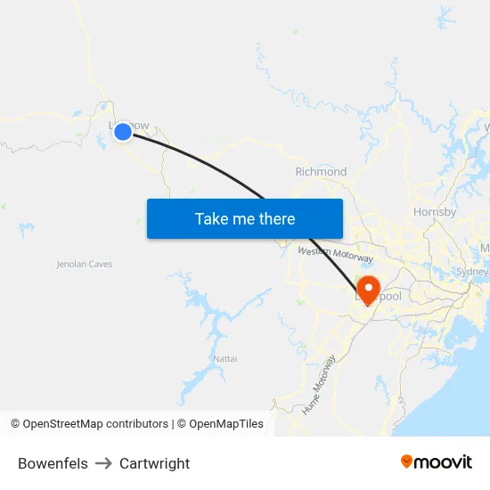 Bowenfels to Cartwright map