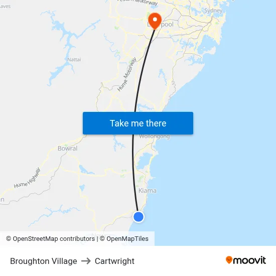Broughton Village to Cartwright map