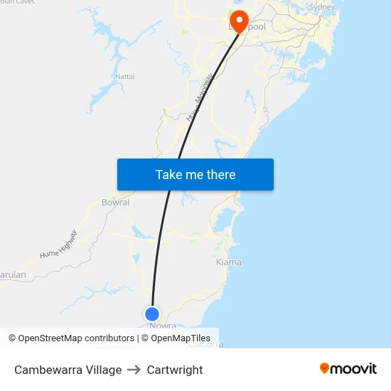 Cambewarra Village to Cartwright map