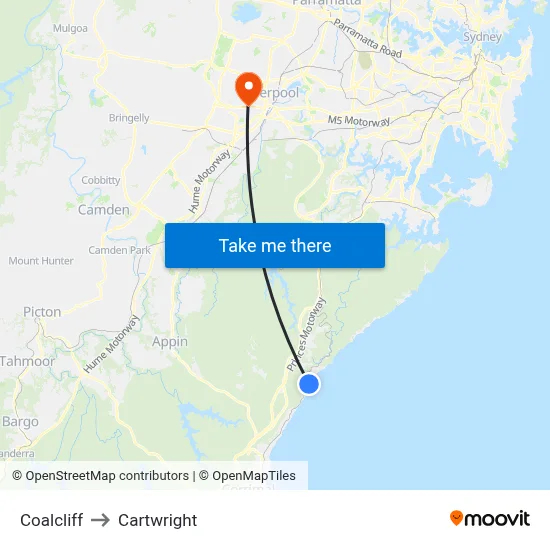 Coalcliff to Cartwright map