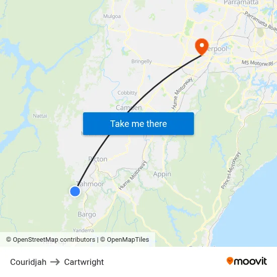 Couridjah to Cartwright map