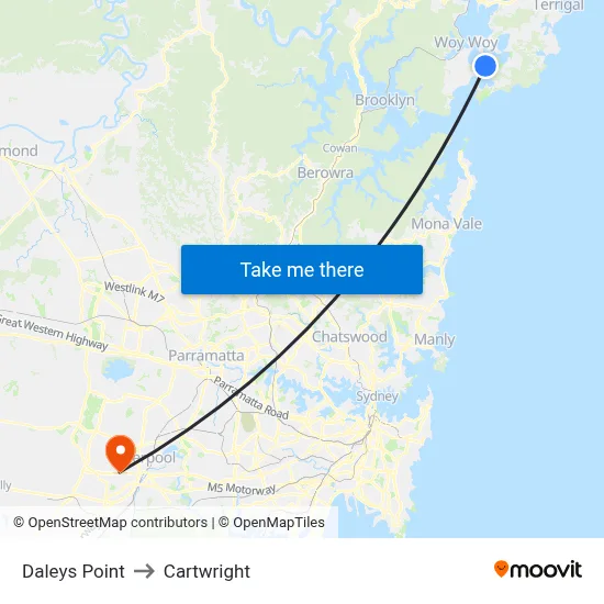 Daleys Point to Cartwright map