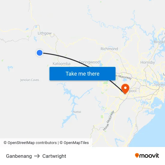 Ganbenang to Cartwright map