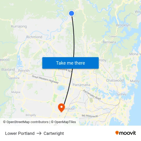 Lower Portland to Cartwright map