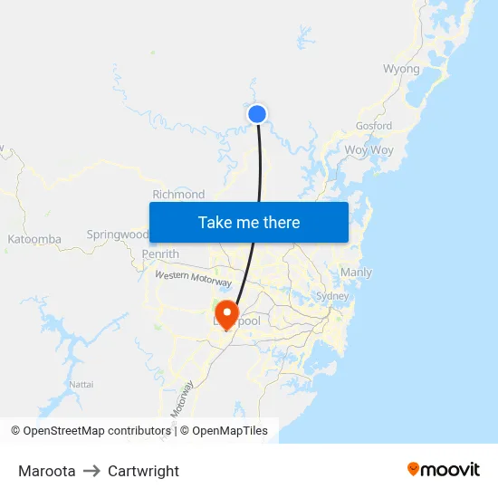 Maroota to Cartwright map