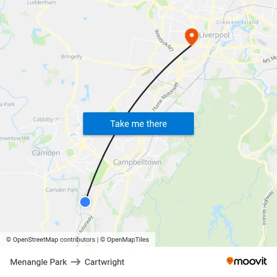 Menangle Park to Cartwright map