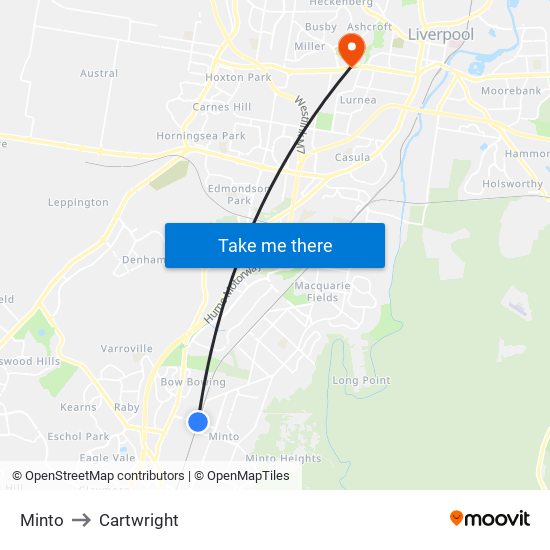 Minto to Cartwright map