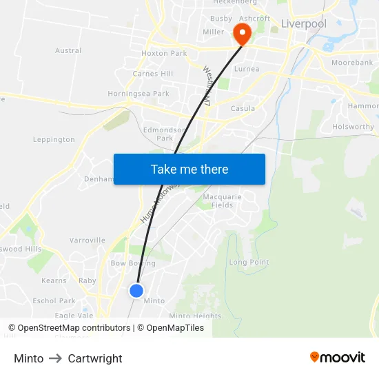 Minto to Cartwright map
