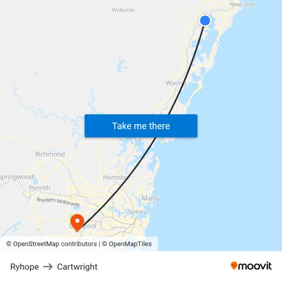 Ryhope to Cartwright map