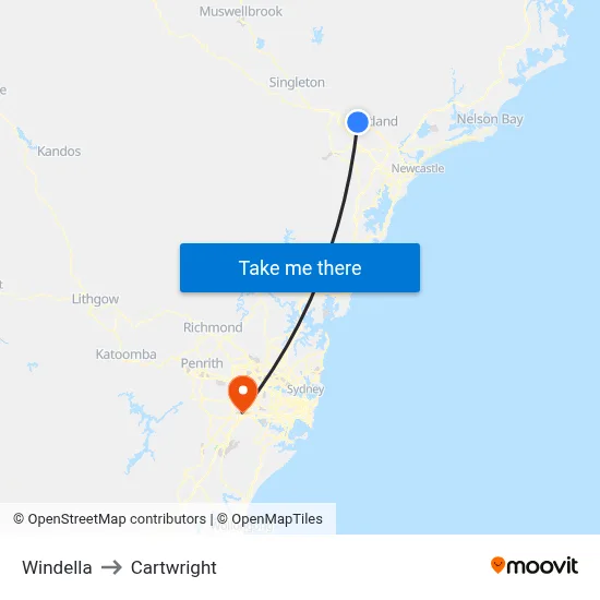 Windella to Cartwright map