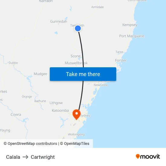 Calala to Cartwright map