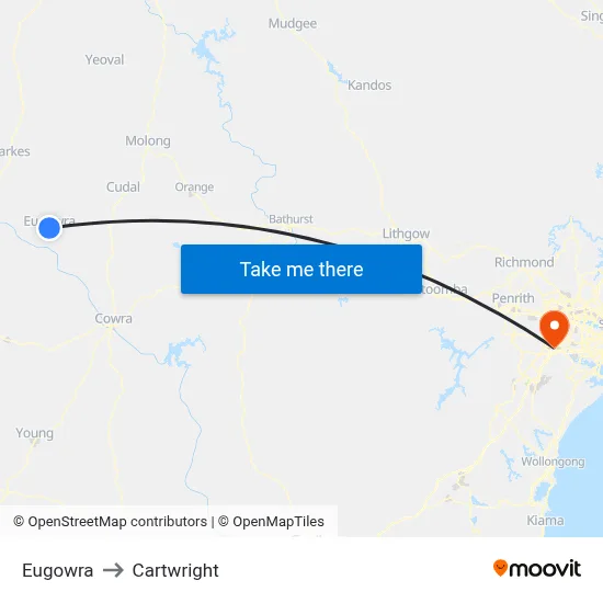 Eugowra to Cartwright map