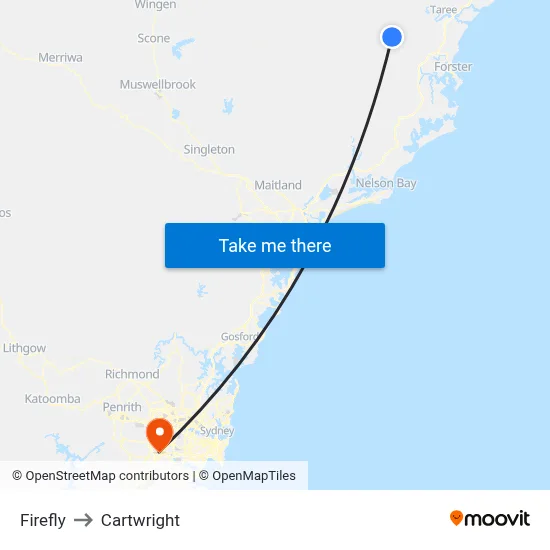 Firefly to Cartwright map