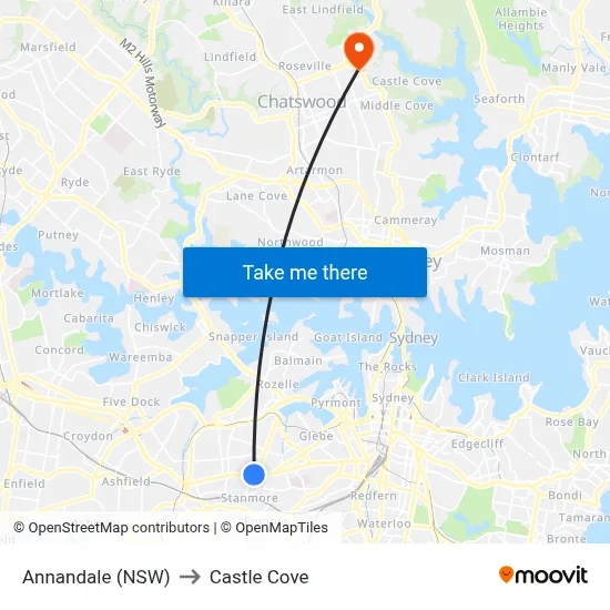 Annandale (NSW) to Castle Cove map