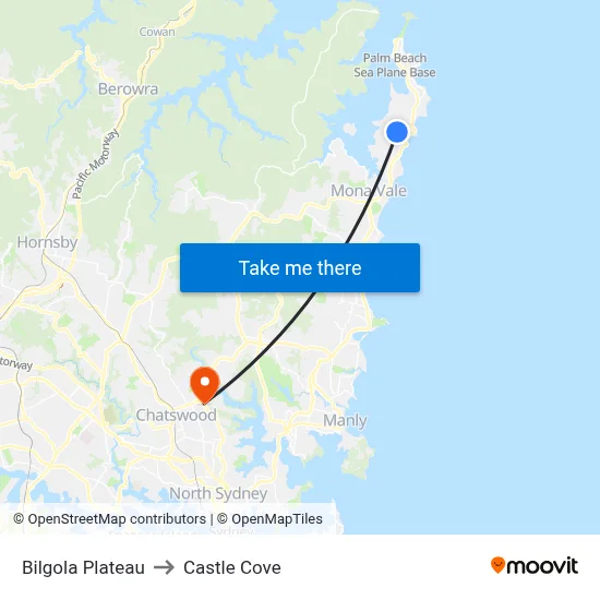 Bilgola Plateau to Castle Cove map