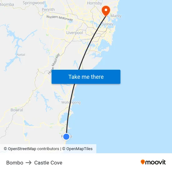 Bombo to Castle Cove map