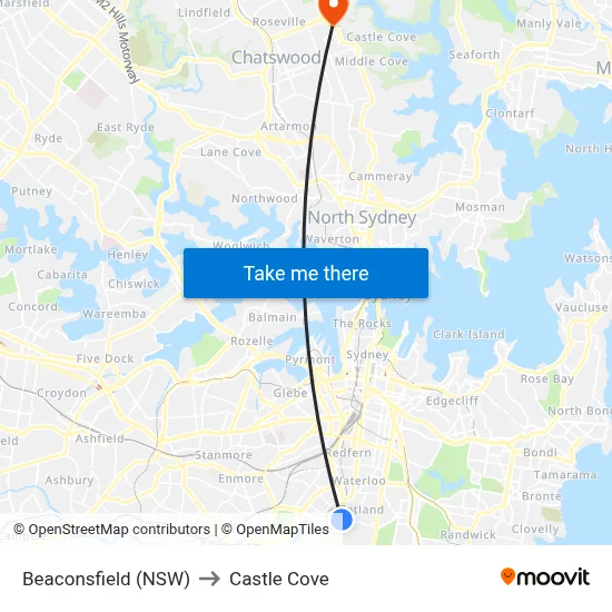 Beaconsfield (NSW) to Castle Cove map