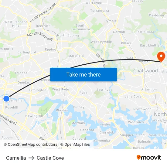 Camellia to Castle Cove map