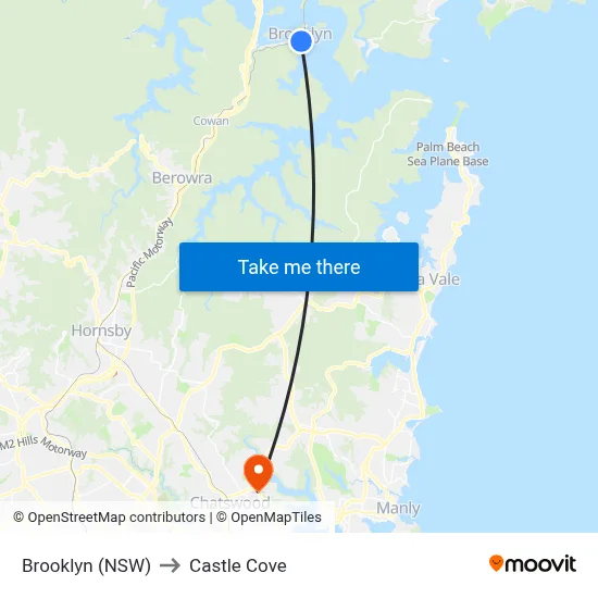 Brooklyn (NSW) to Castle Cove map