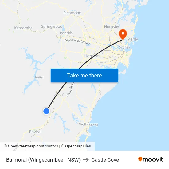 Balmoral (Wingecarribee - NSW) to Castle Cove map