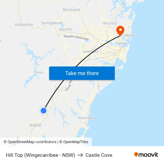 Hill Top (Wingecarribee - NSW) to Castle Cove map