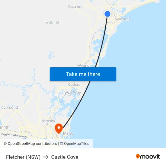 Fletcher (NSW) to Castle Cove map