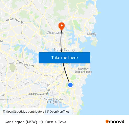 Kensington (NSW) to Castle Cove map