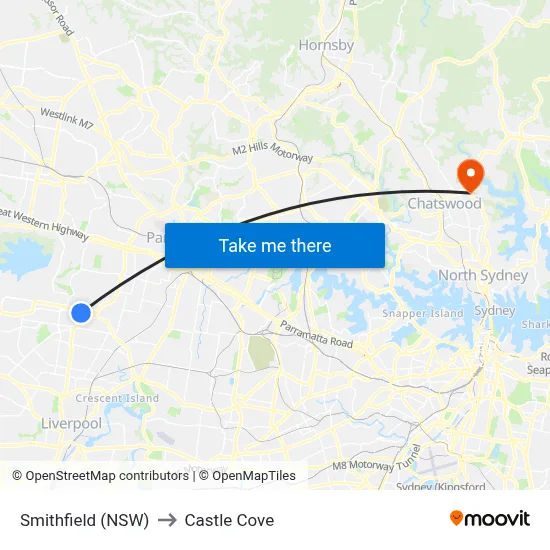 Smithfield (NSW) to Castle Cove map