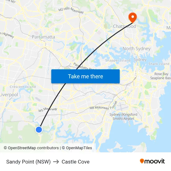 Sandy Point (NSW) to Castle Cove map