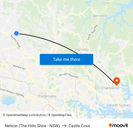 Nelson (The Hills Shire - NSW) to Castle Cove map