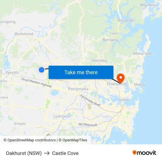 Oakhurst (NSW) to Castle Cove map