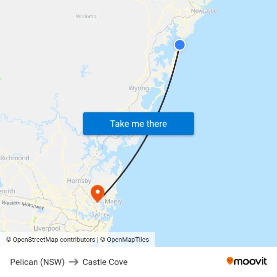 Pelican (NSW) to Castle Cove map